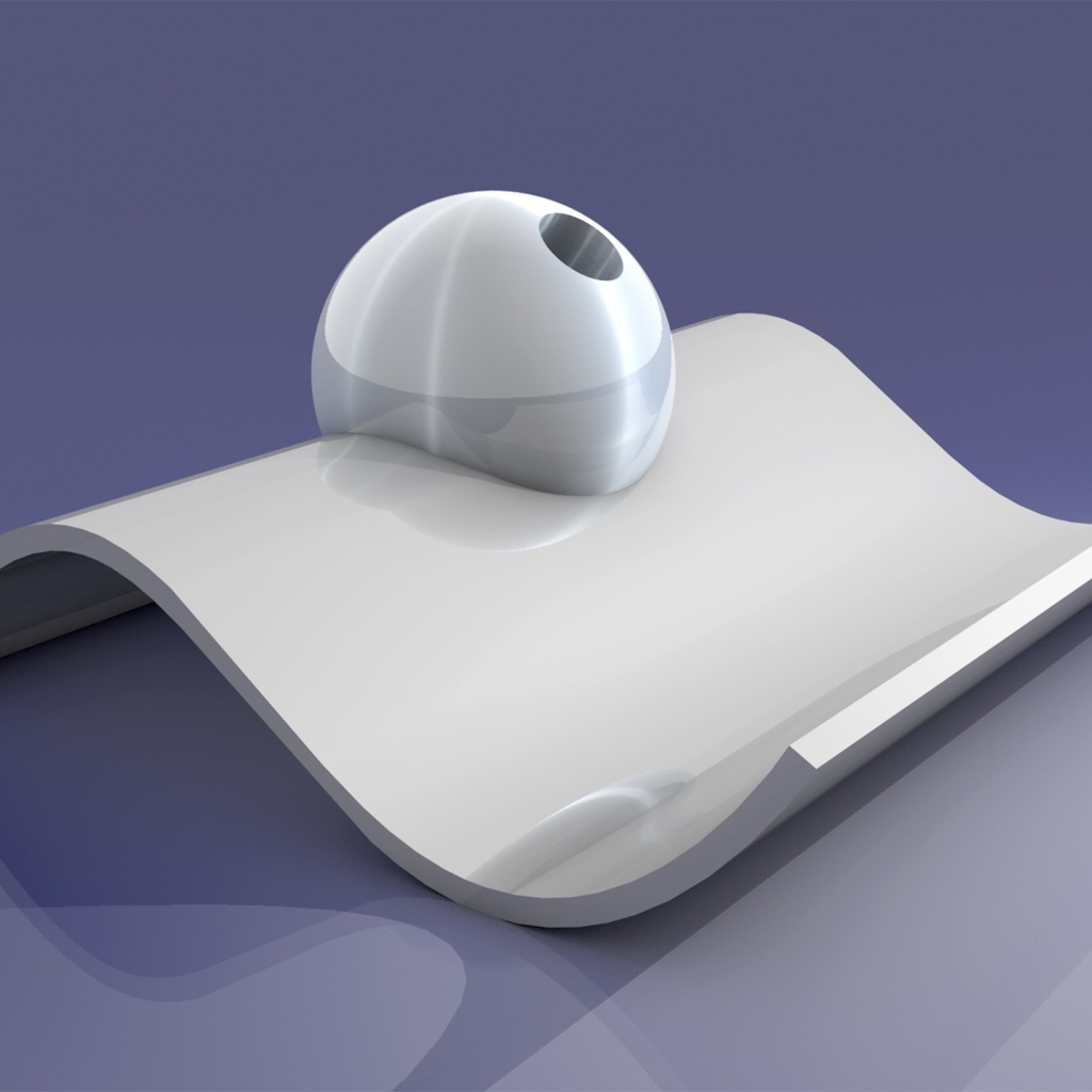 Белый 3д знак с шаром на сером фоне 