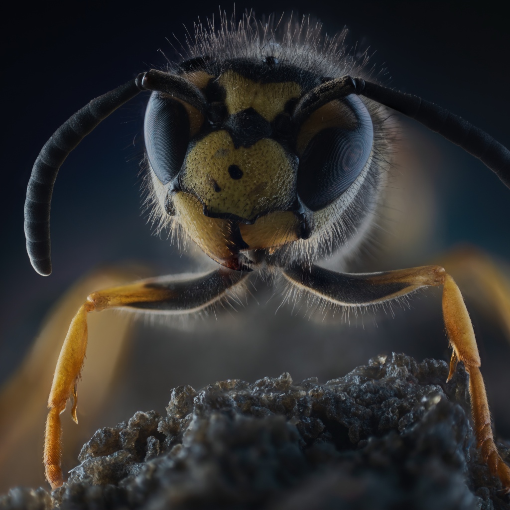 Оса на камне крупным планом