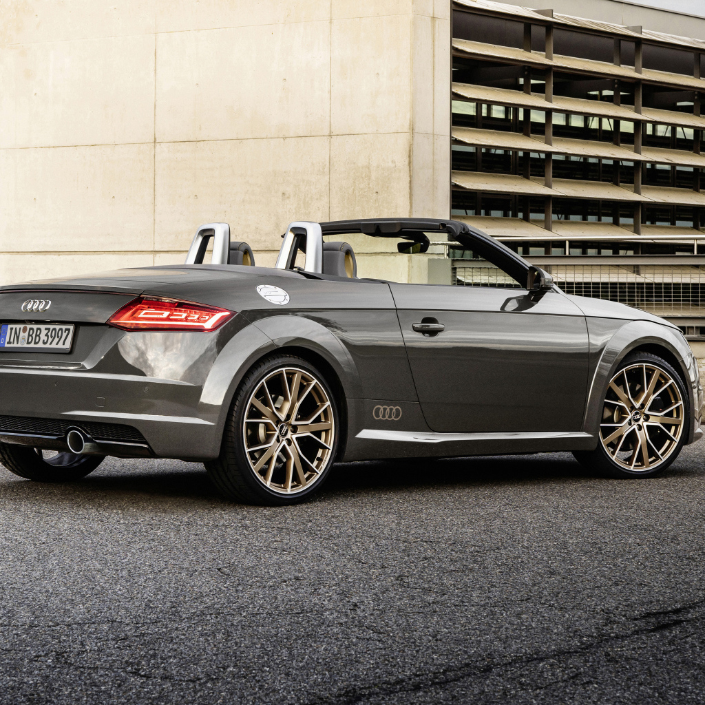 Автомобиль кабриолет Audi TT Roadster, 2021 года вид сзади