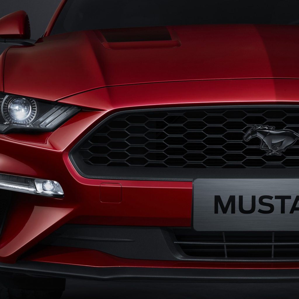 Красный автомобиль Ford Mustang EcoBoost SIP крупным планом