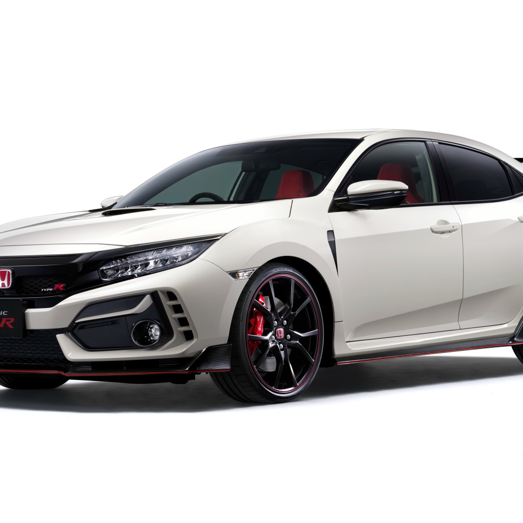 Белый автомобиль Honda Civic Type R 2020 года