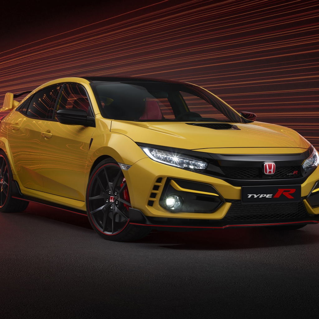 Желтый автомобиль Honda Civic Type R Limited Edition 2020 года 