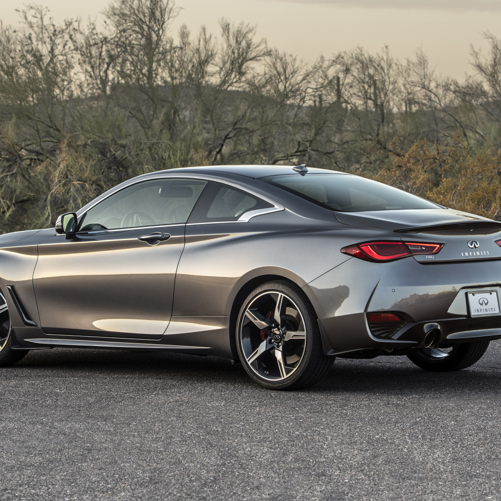 Автомобиль Infiniti Q60 Red Sport 400 AWD, 2021 года вид сзади