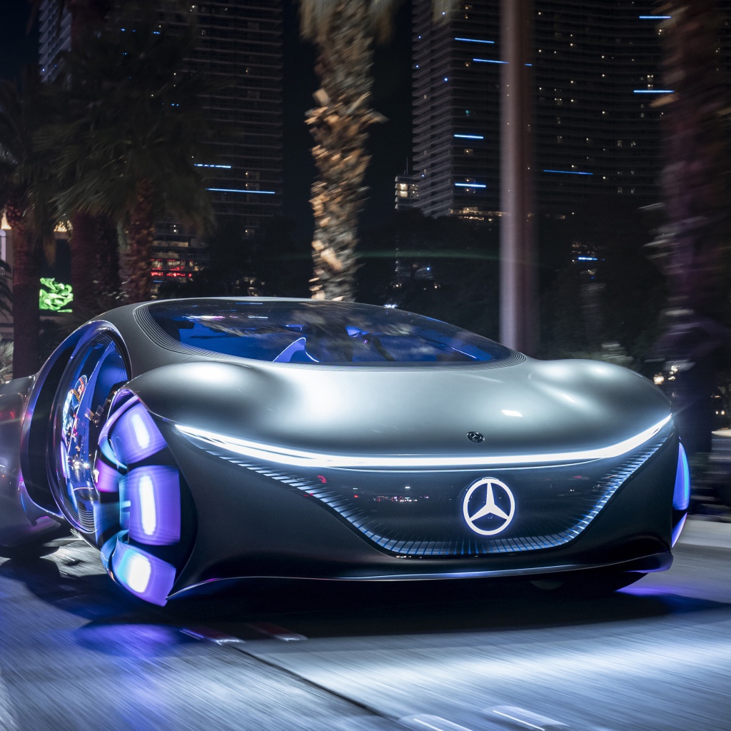 Автомобиль  Mercedes-Benz VISION AVTR, 2020 года с неоновыми колесами