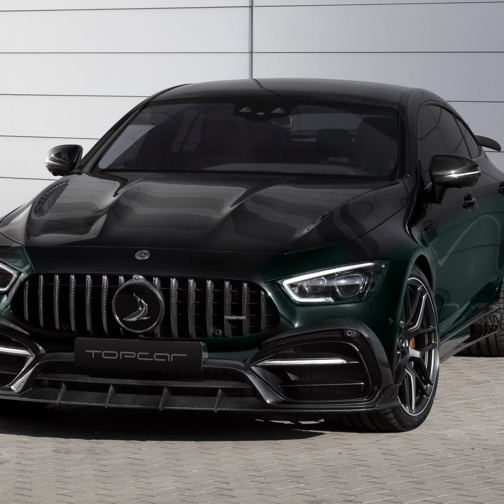 Black car Mercedes-AMG GT 63 S, 2020 at the garage