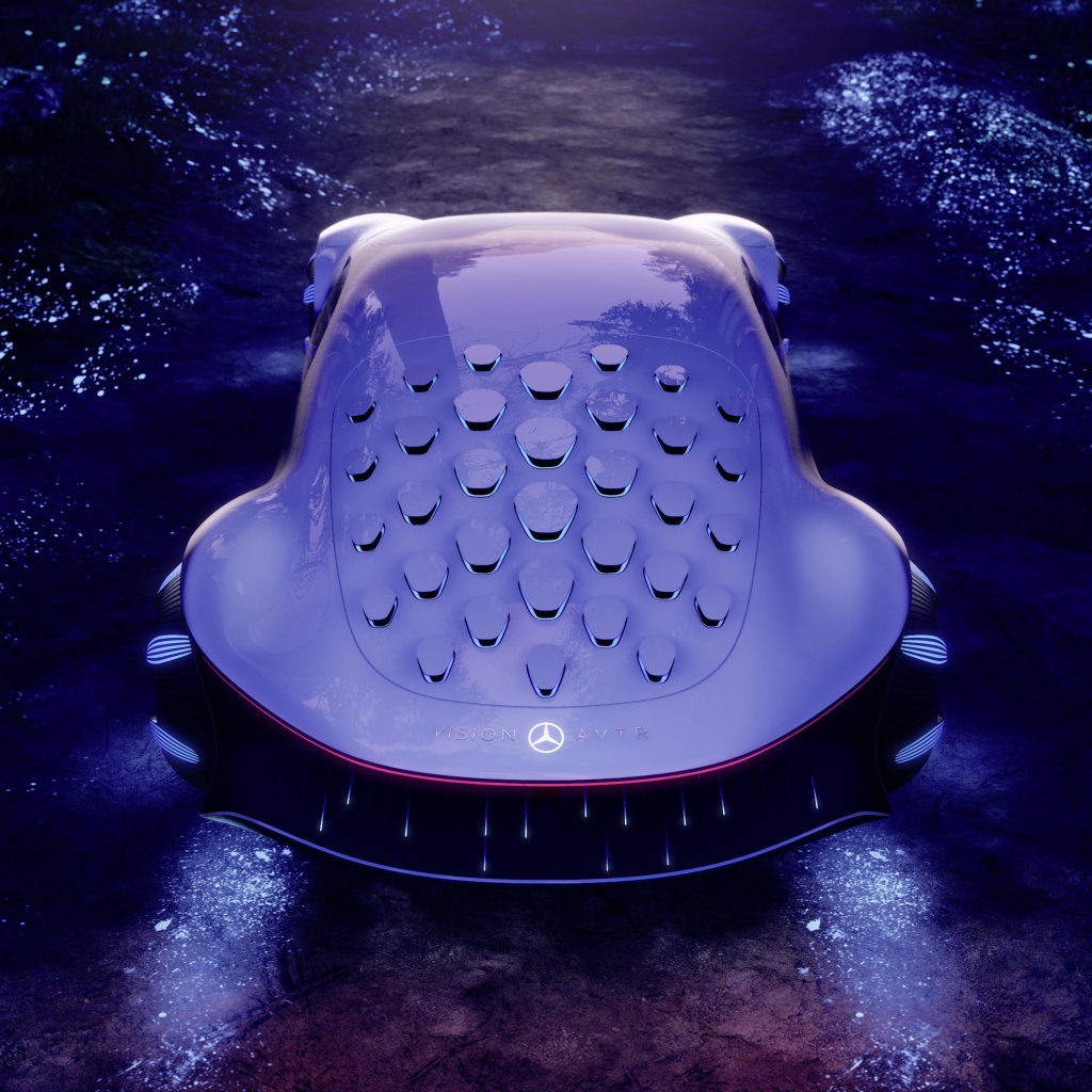 Футуристический автомобиль Mercedes-Benz VISION AVTR 2020 года с неоновой подсветкой 