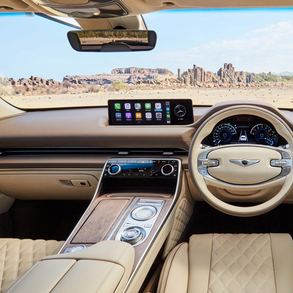 Дорогой кожаный салон автомобиля Genesis GV80 3.5T AWD 2020 года