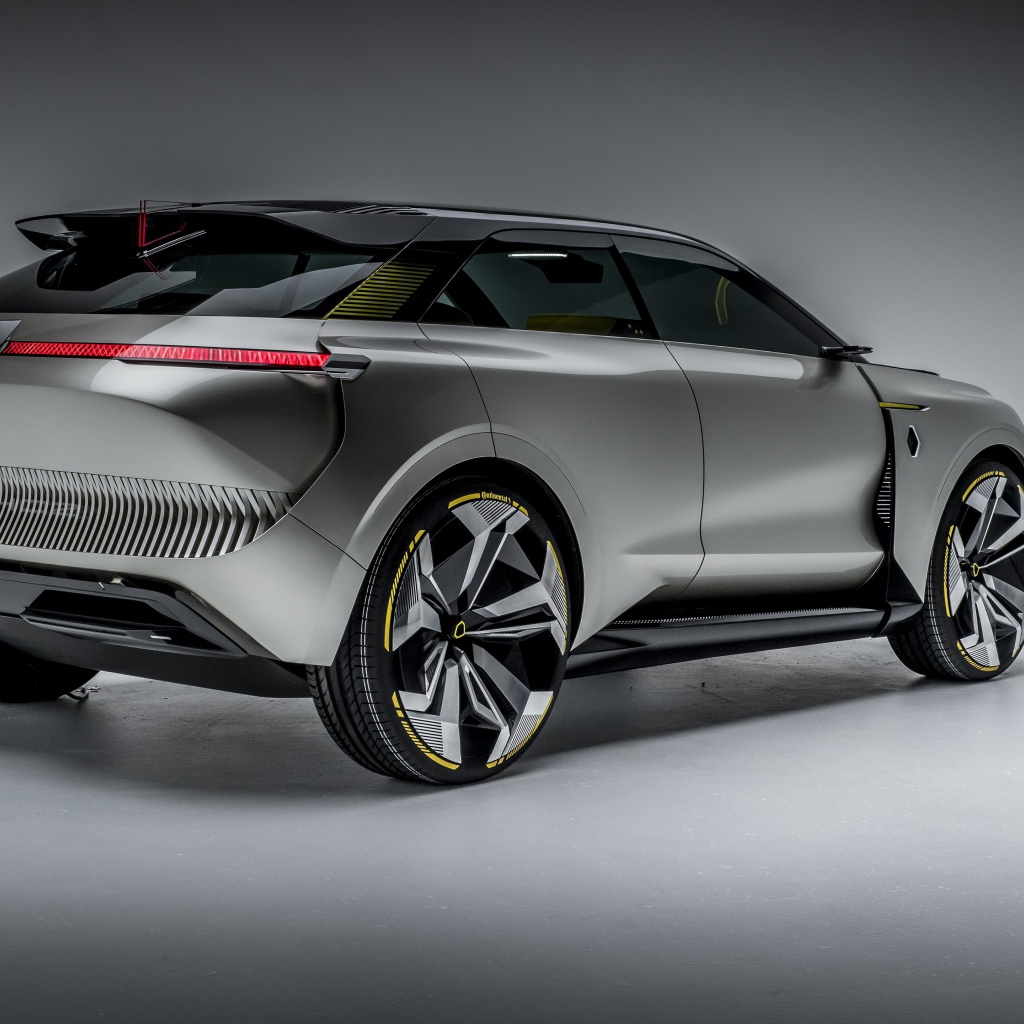 Серебристый автомобиль Renault Morphoz 2020 года вид сзади