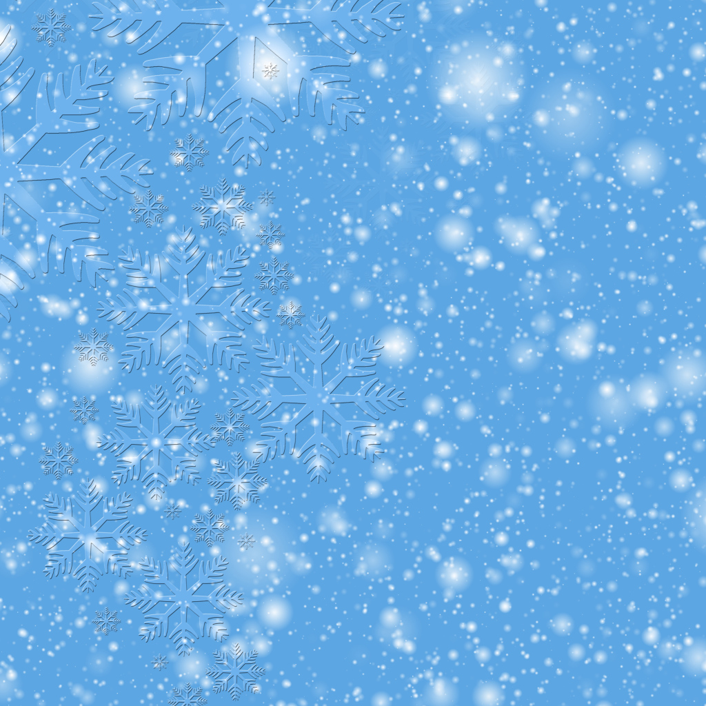 Голубой фон с белыми точками и снежинками