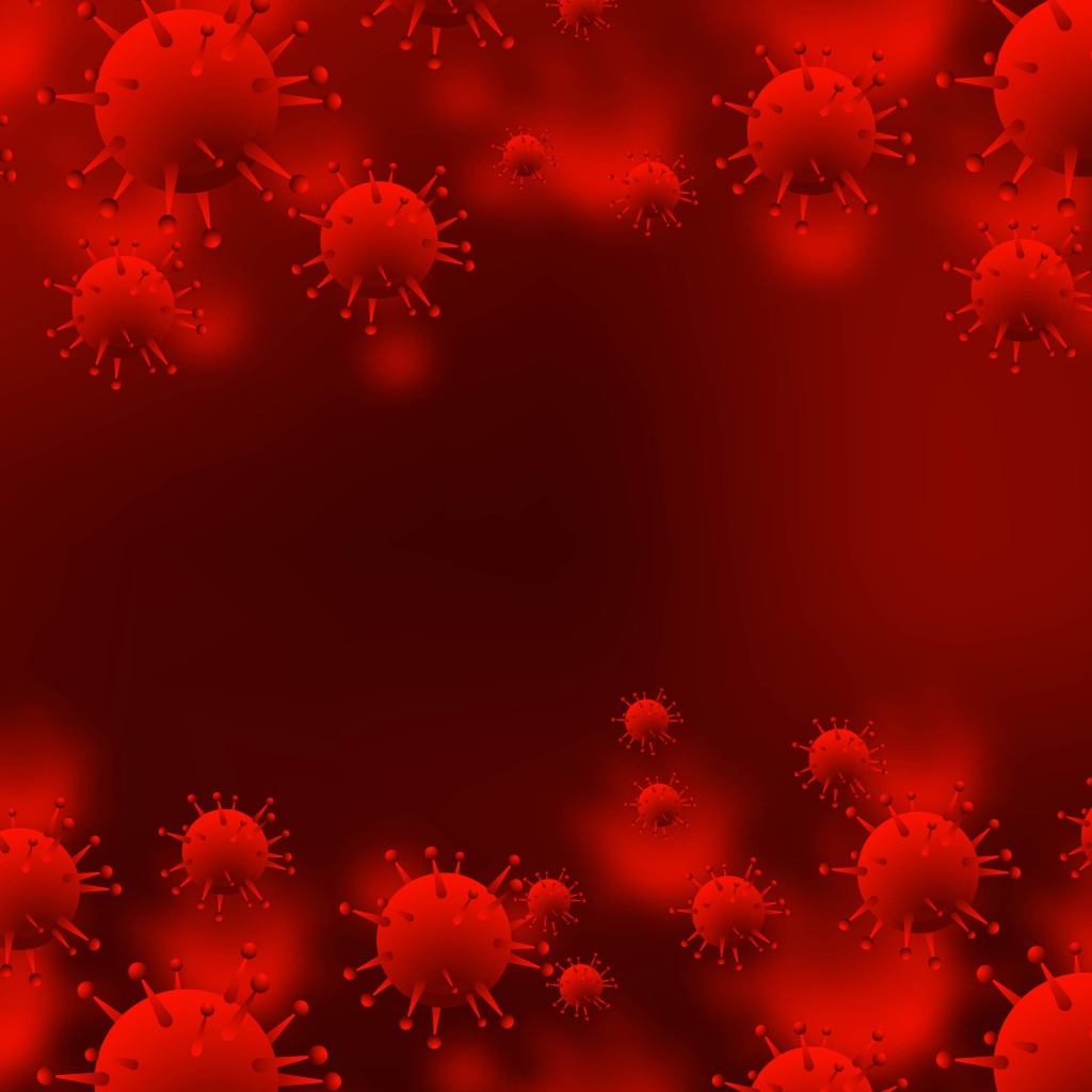 Красный фон с бактериями 