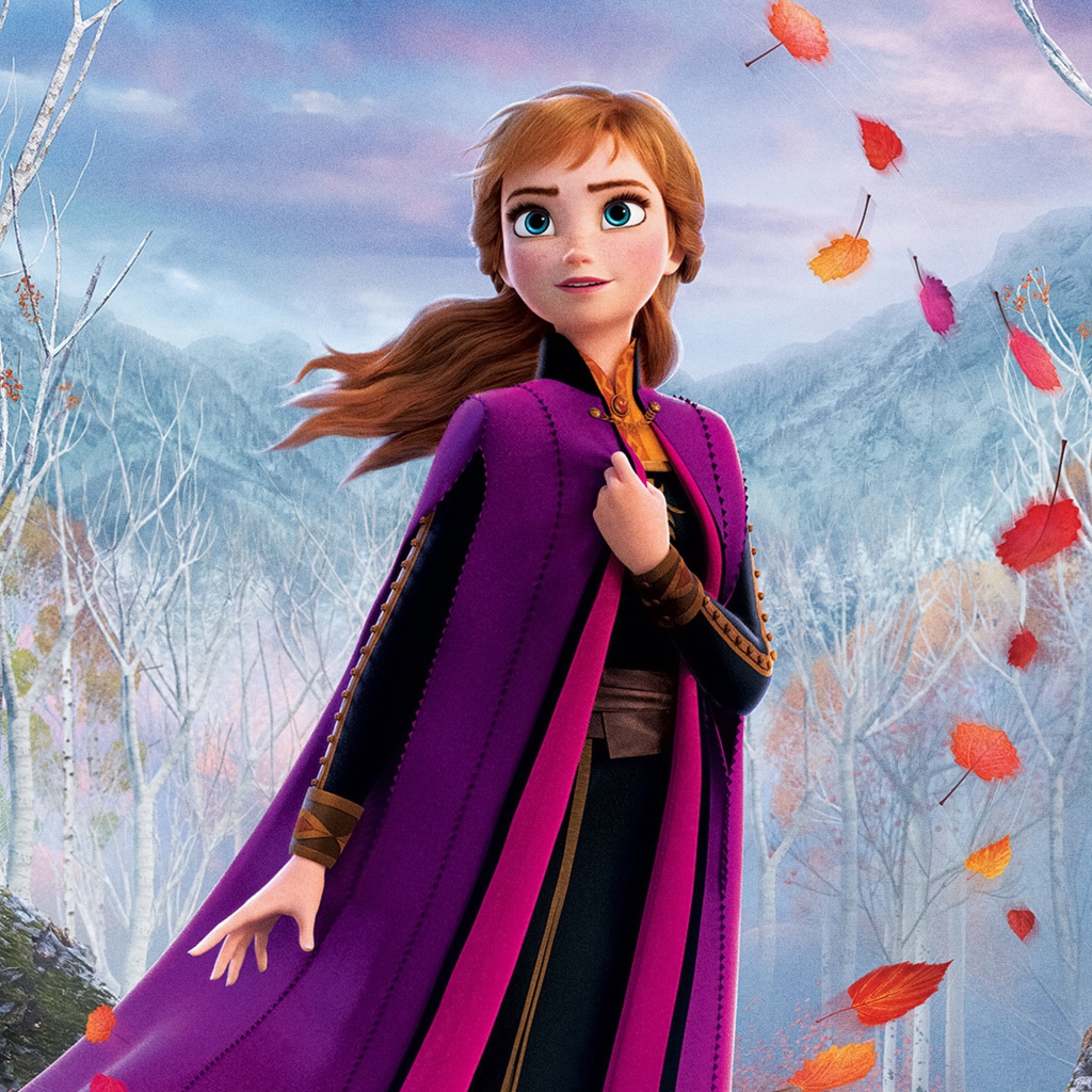 Анна в накидке в холодном лесу мультфильм Холодное сердце 2