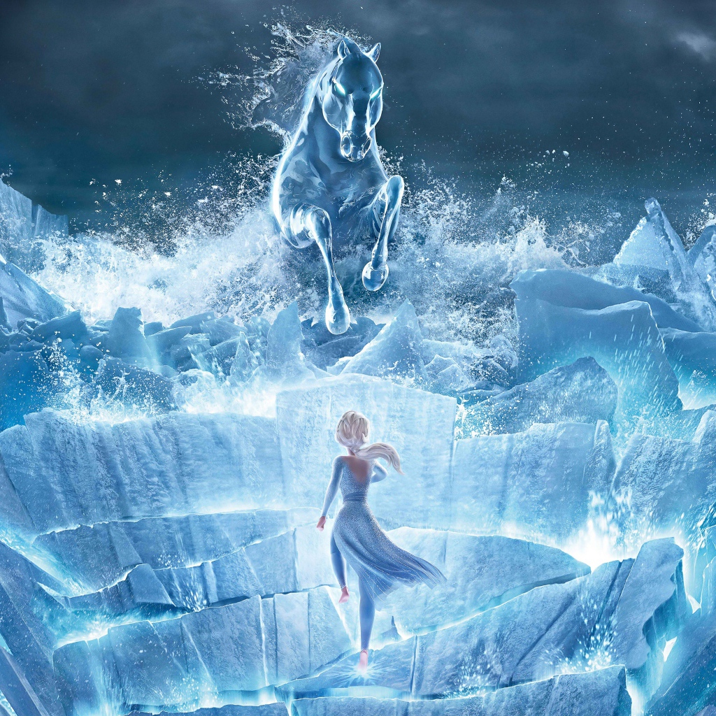 Эльза на ледяной скале с конем