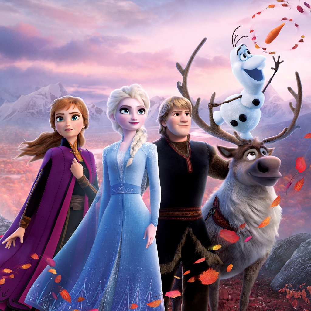 Персонажи мультфильма Холодное сердце 2 в лесу