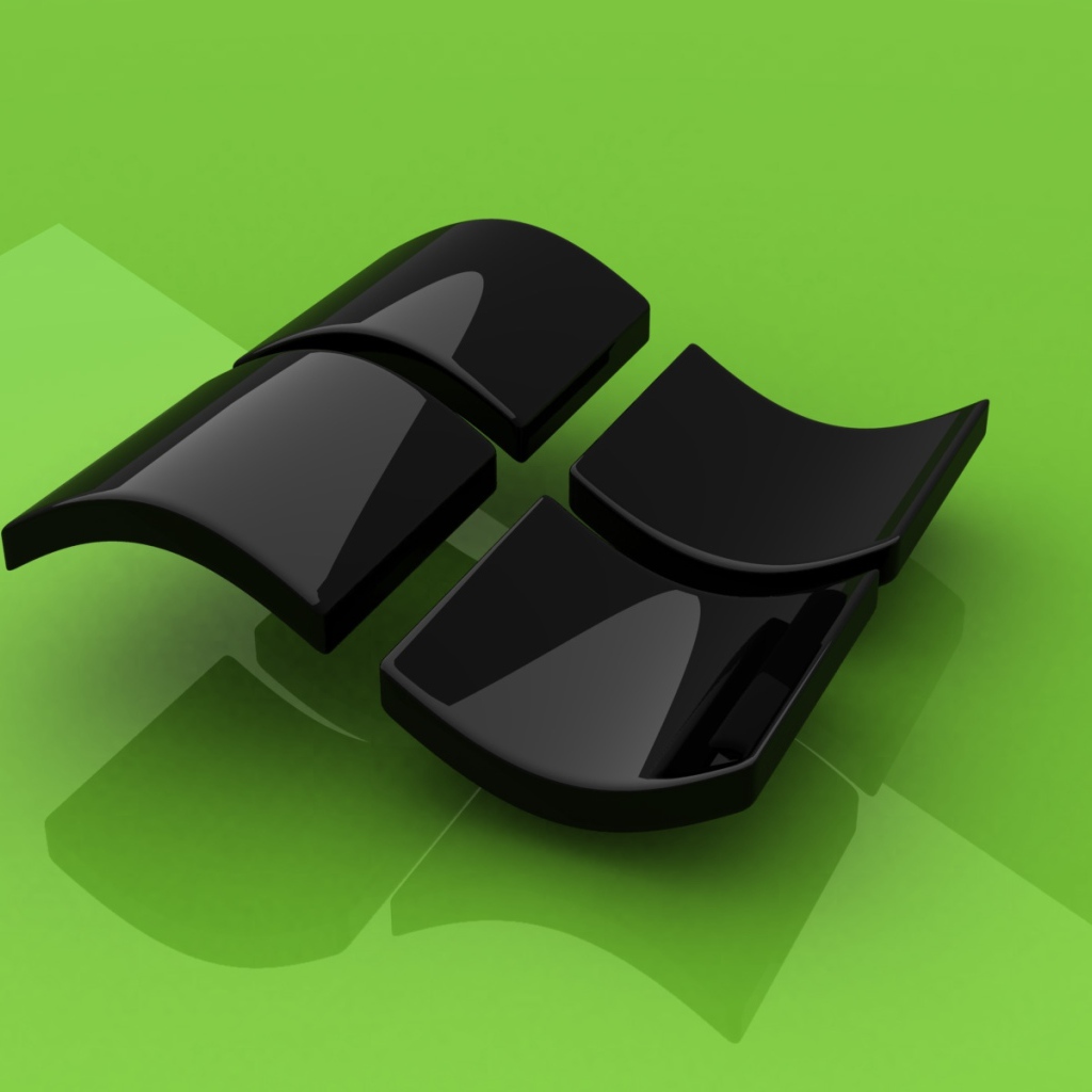 Черный значок Windows на зеленом фоне