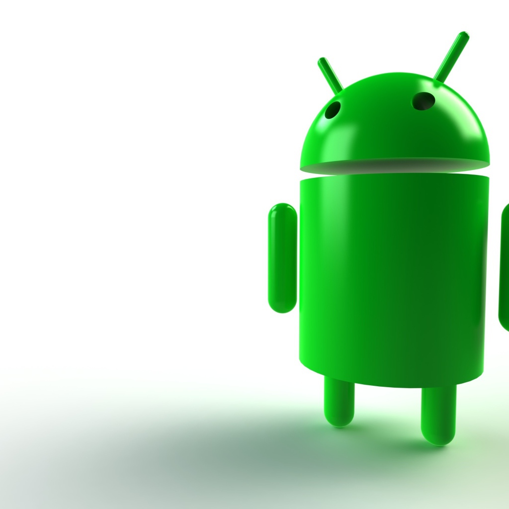 Зеленый андроид на белом фоне