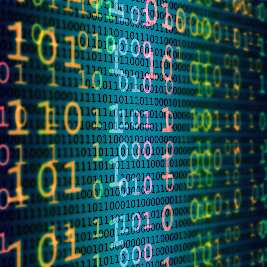Много разноцветных цифр двоичный код