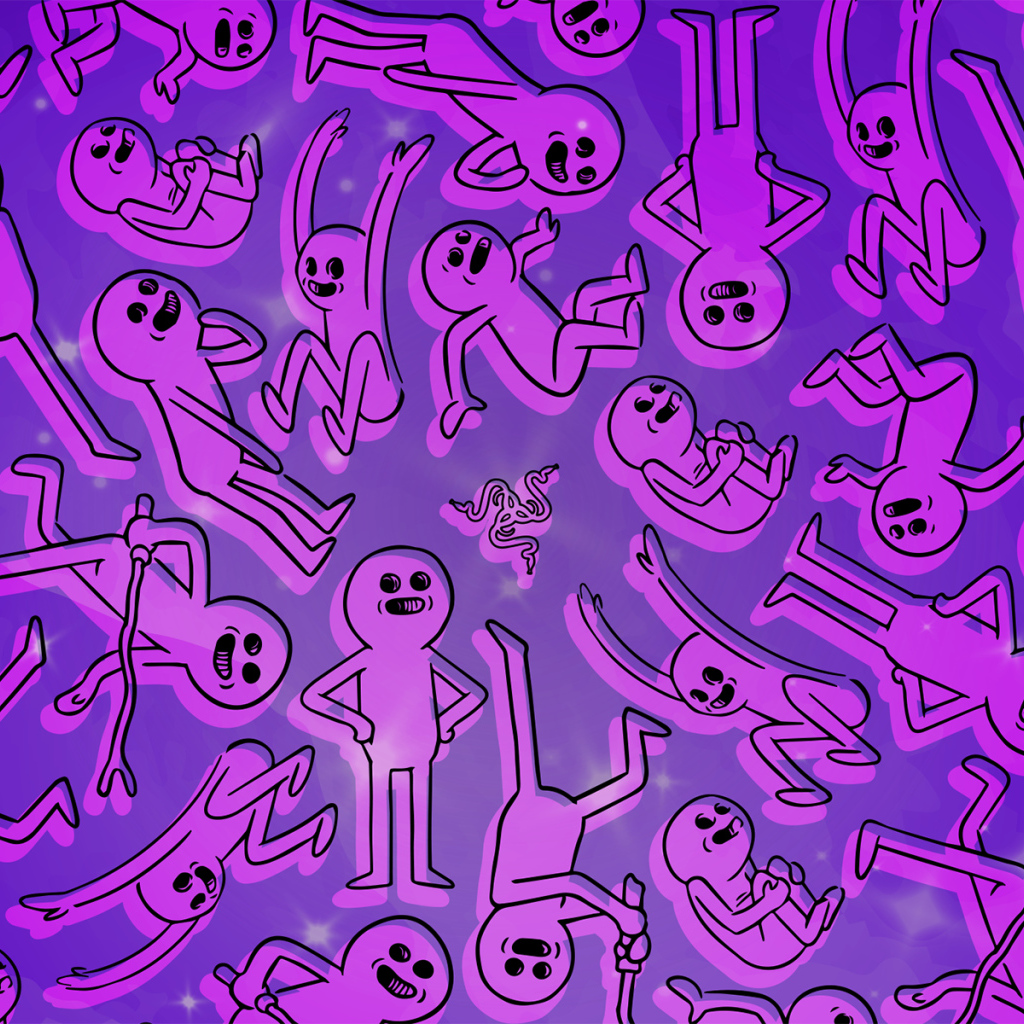 Розовые человечки фон  Razer