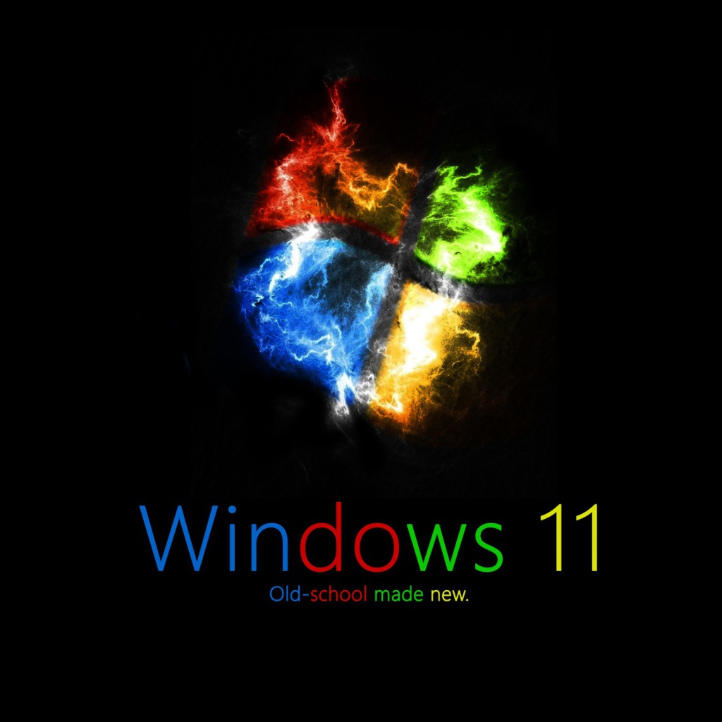 WINDOWS 11 operating system screensaver on a black background