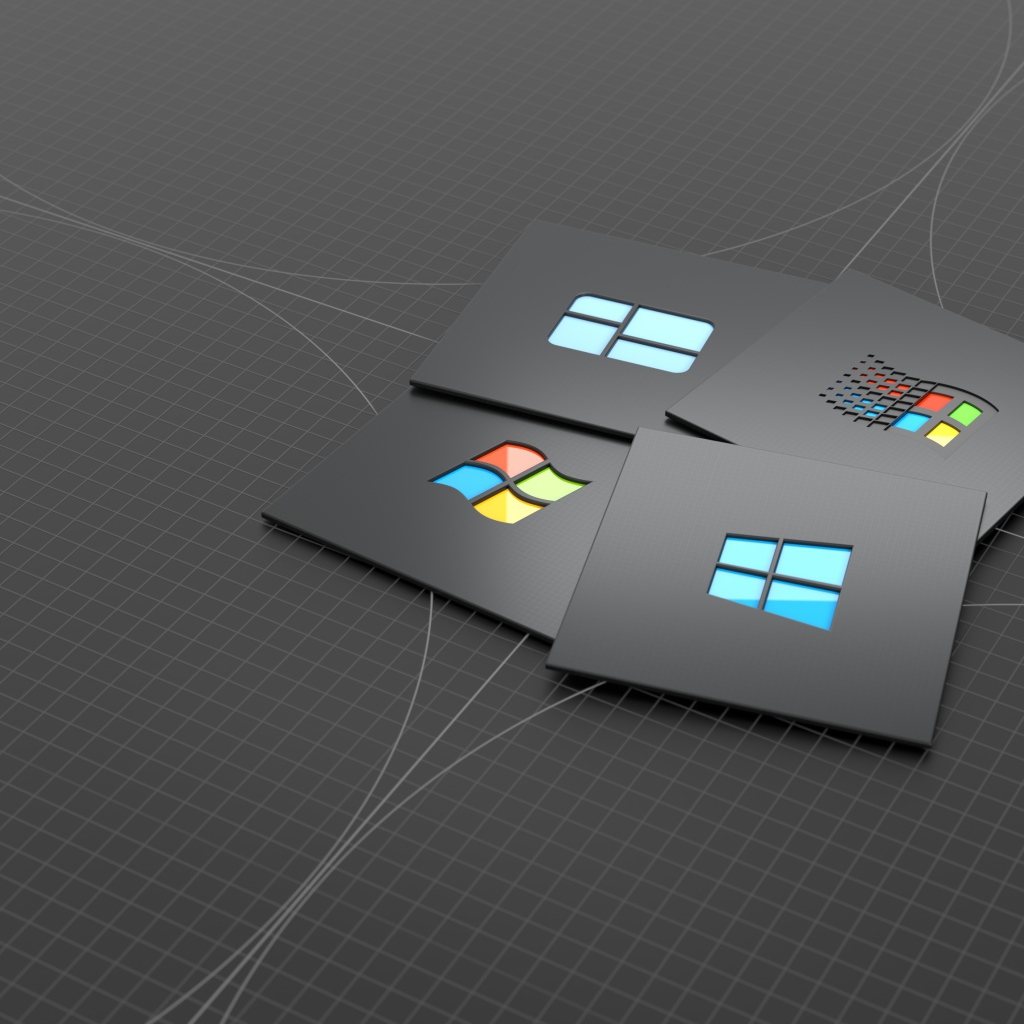 Квадраты Windows 10 на сером фоне 