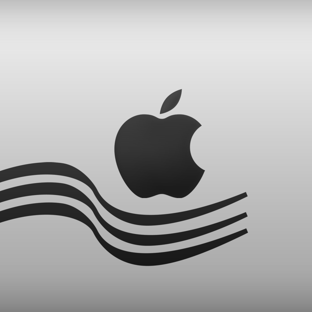Черный значок apple с волнами на сером фоне