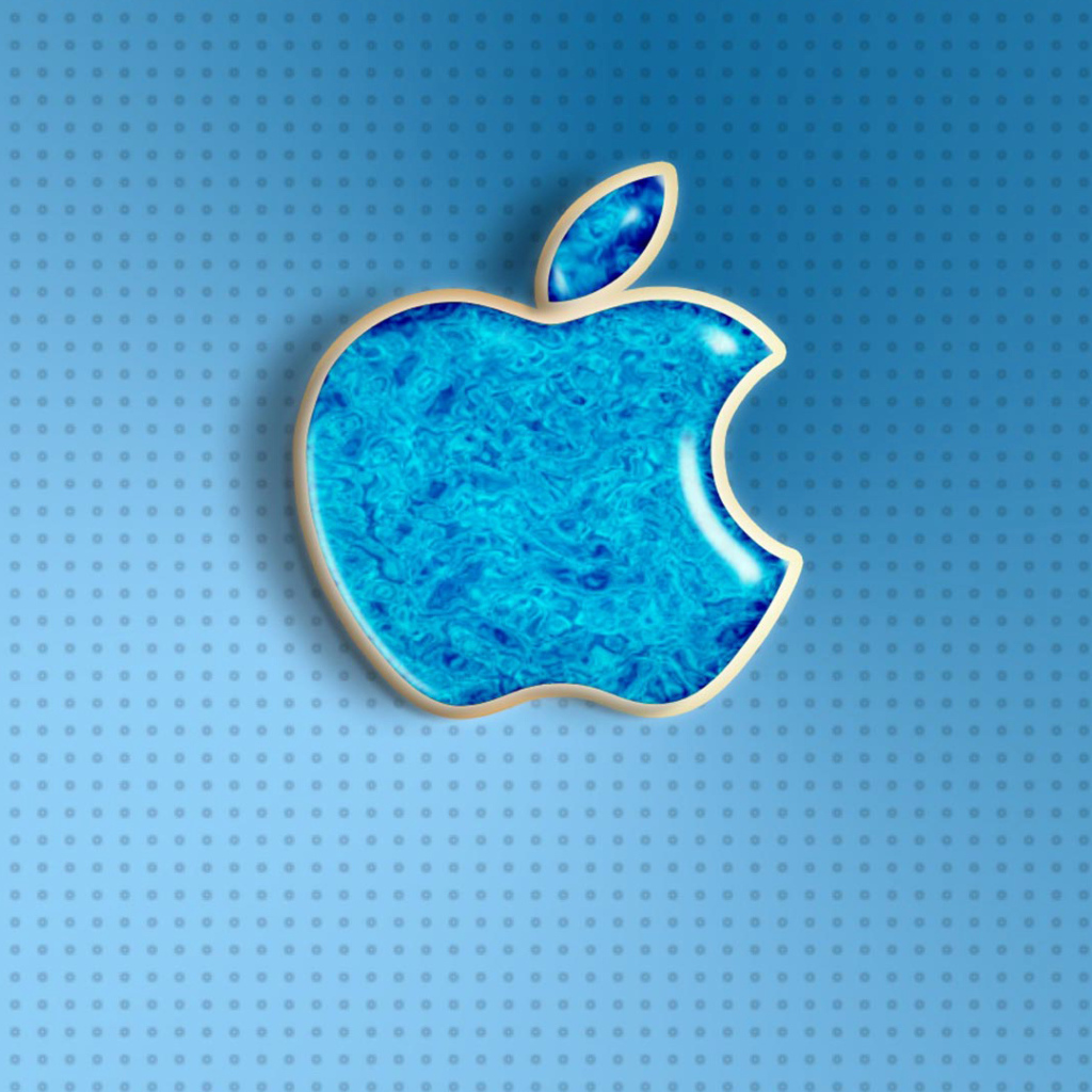 Голубой значок apple на фоне с точками