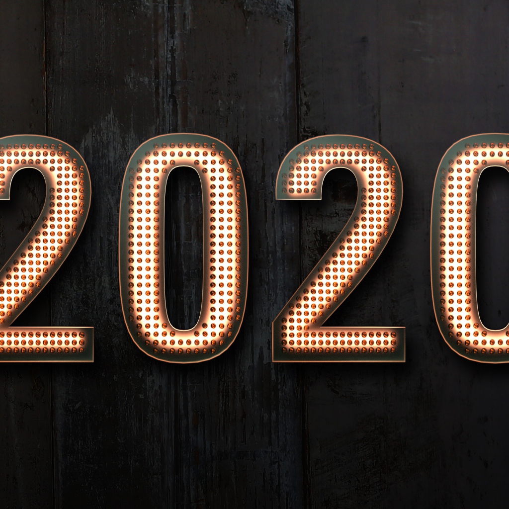 Красивые цифры 2020 на черном фоне