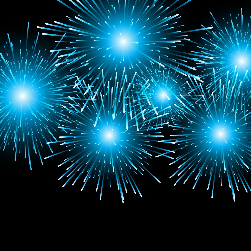 Яркий голубой салют на черном фоне