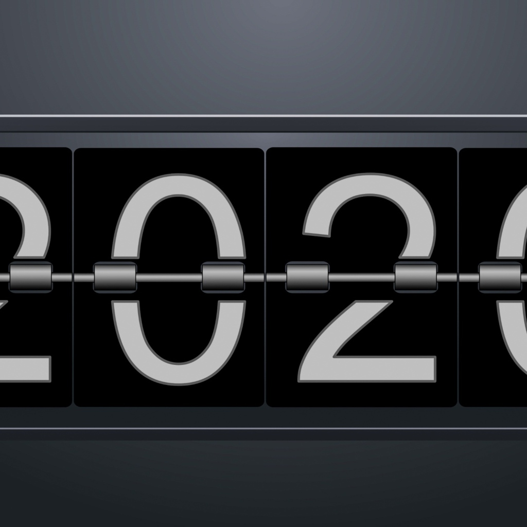 Перекидные цифры 2020 на сером фоне