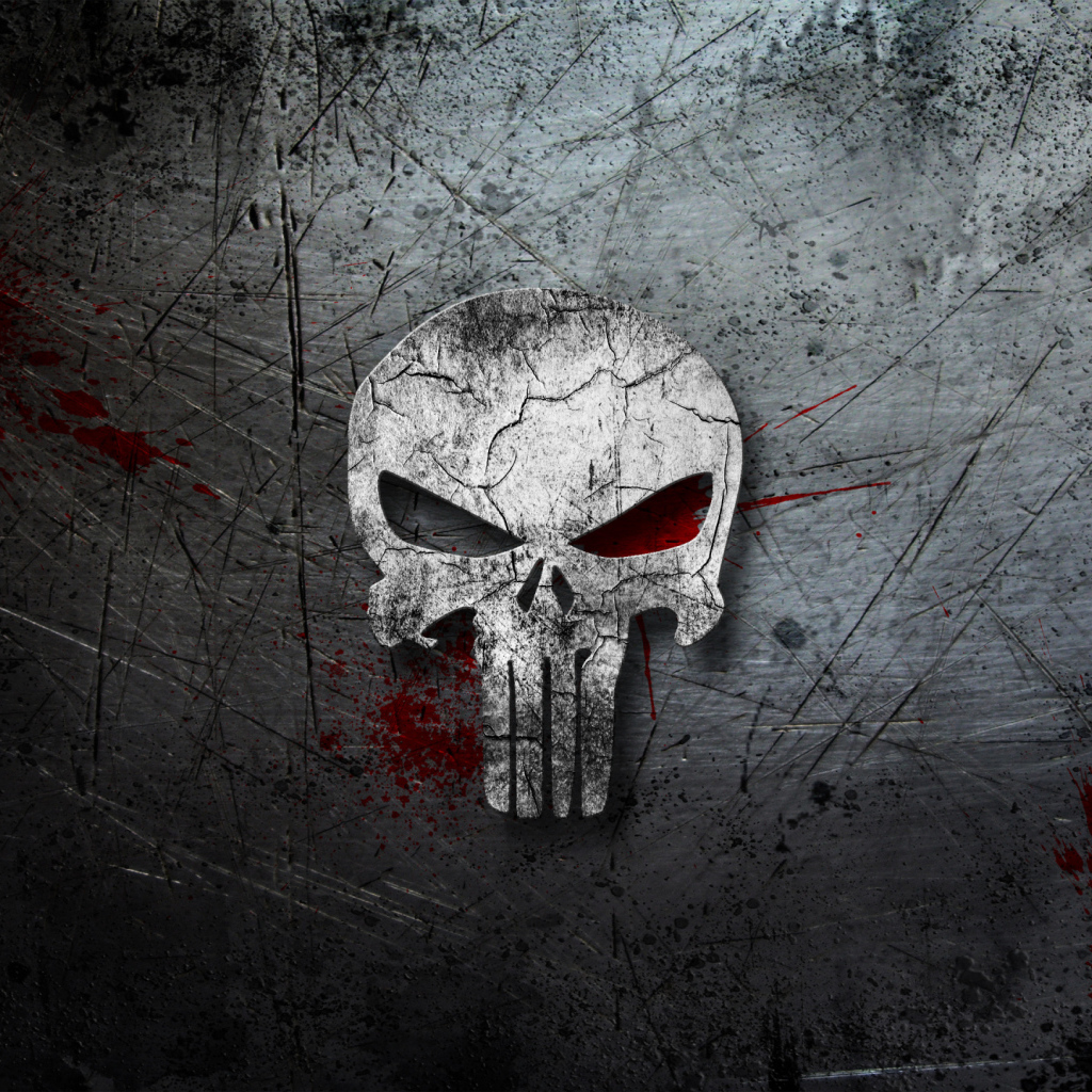 Skull with blood on a gray background