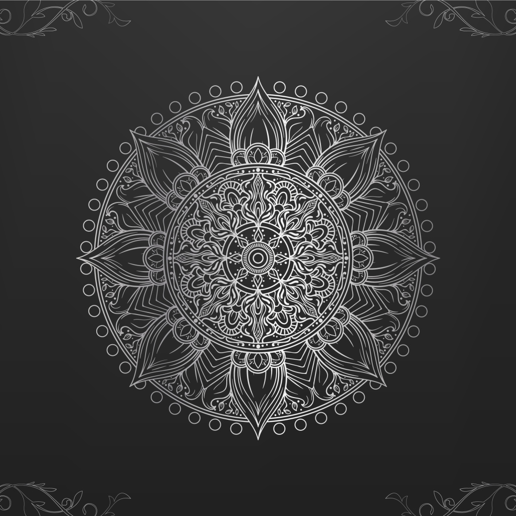 Необычный красивый белый рисунок на черном фоне