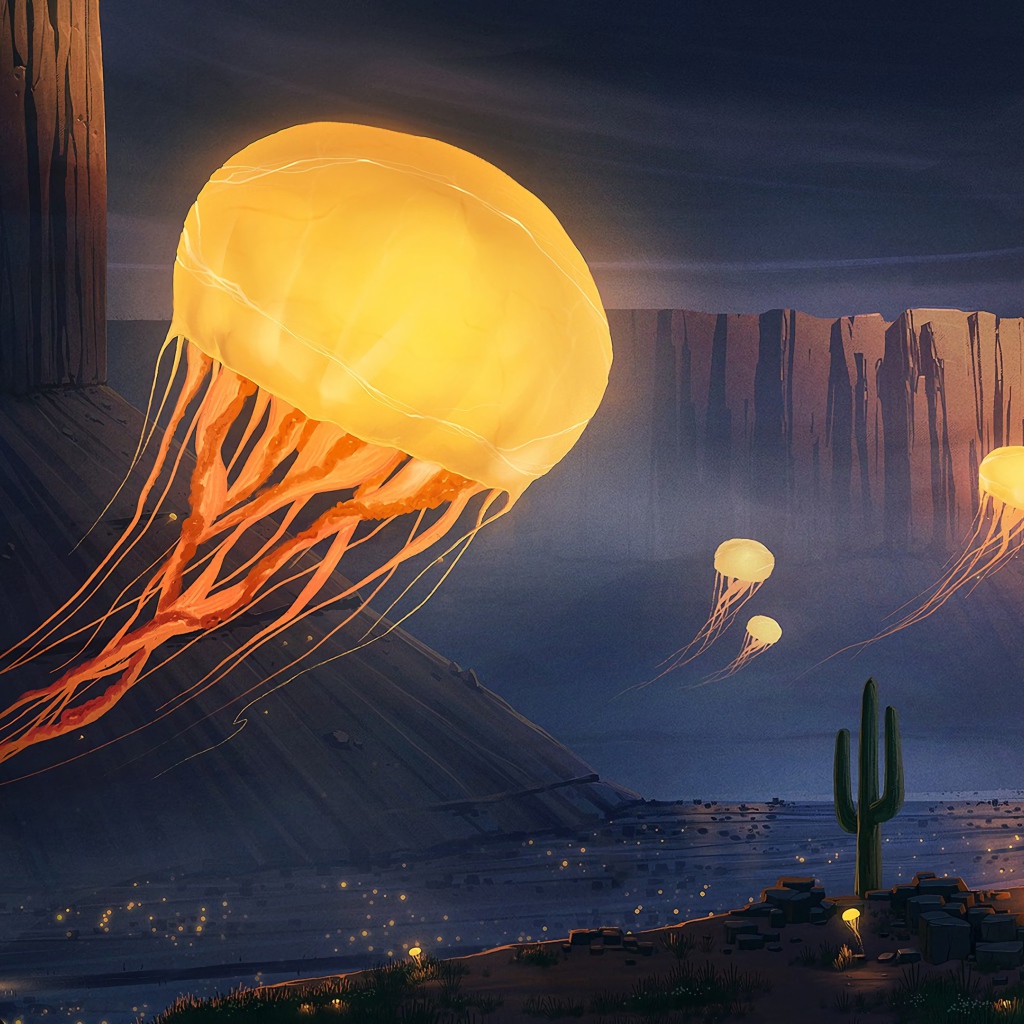 Фантастические огненные медузы в горах