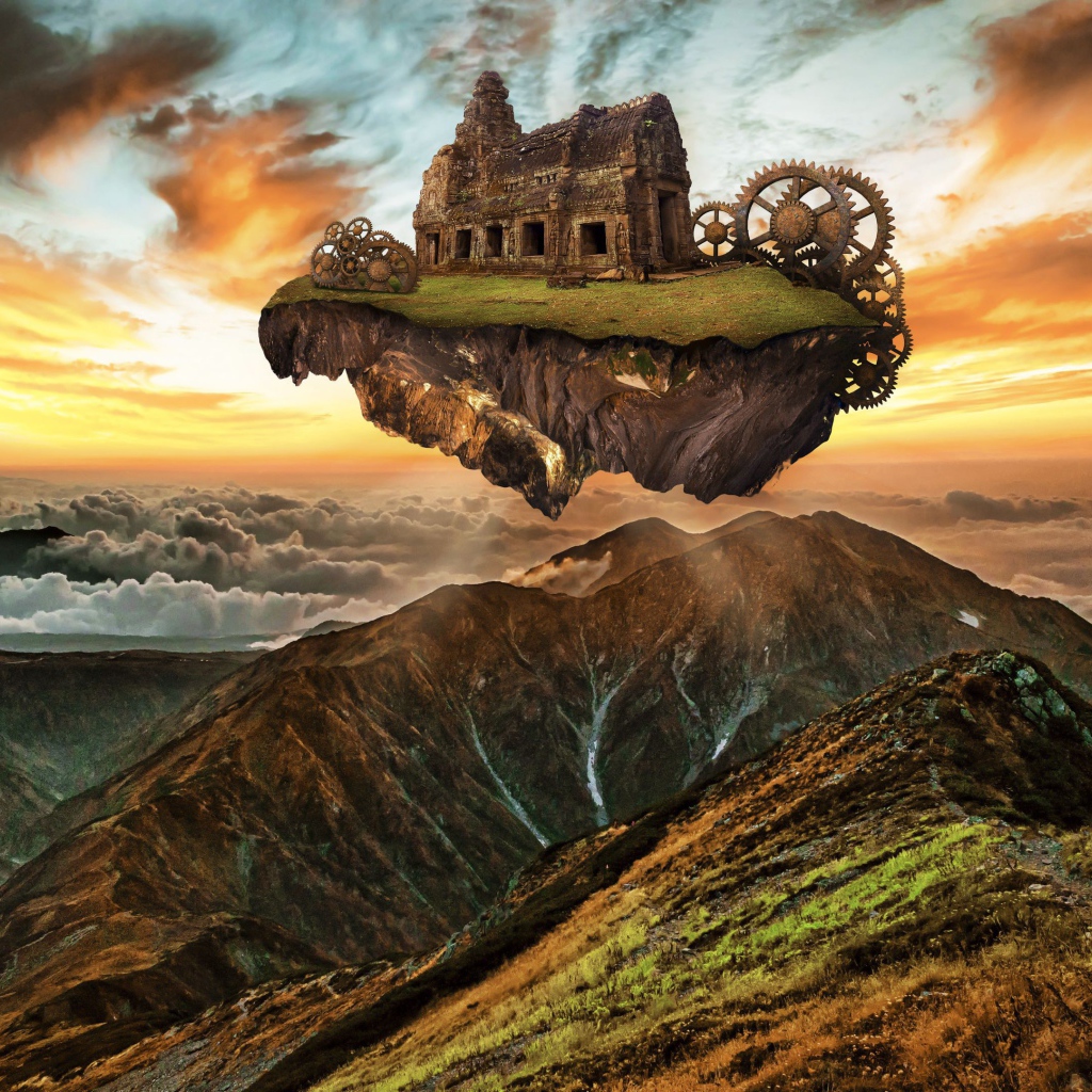 Фантастический дом на скале над облаками 