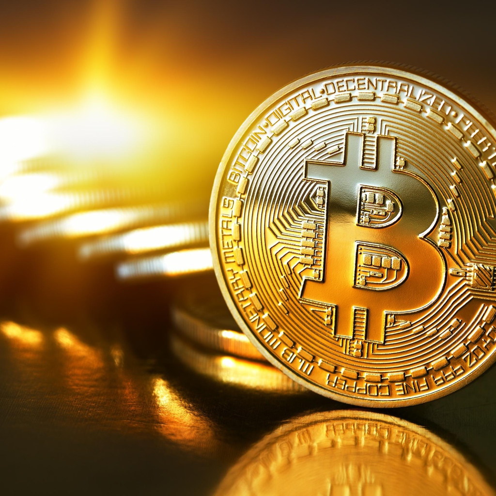 Bitcoin precious coin close-up