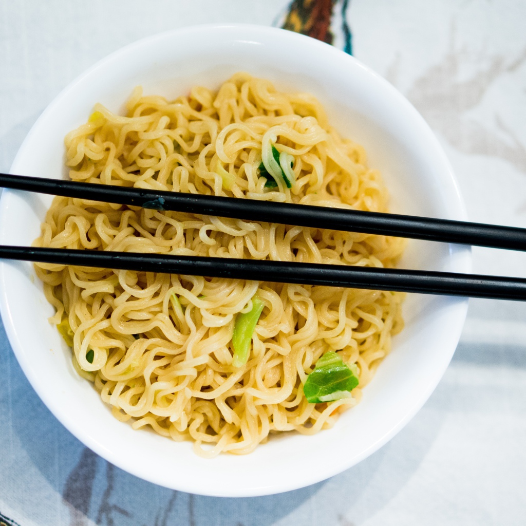 Instant noodles with chopsticks