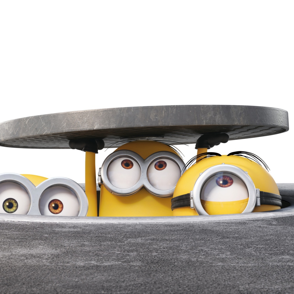 Миньоны выглядывают из люка