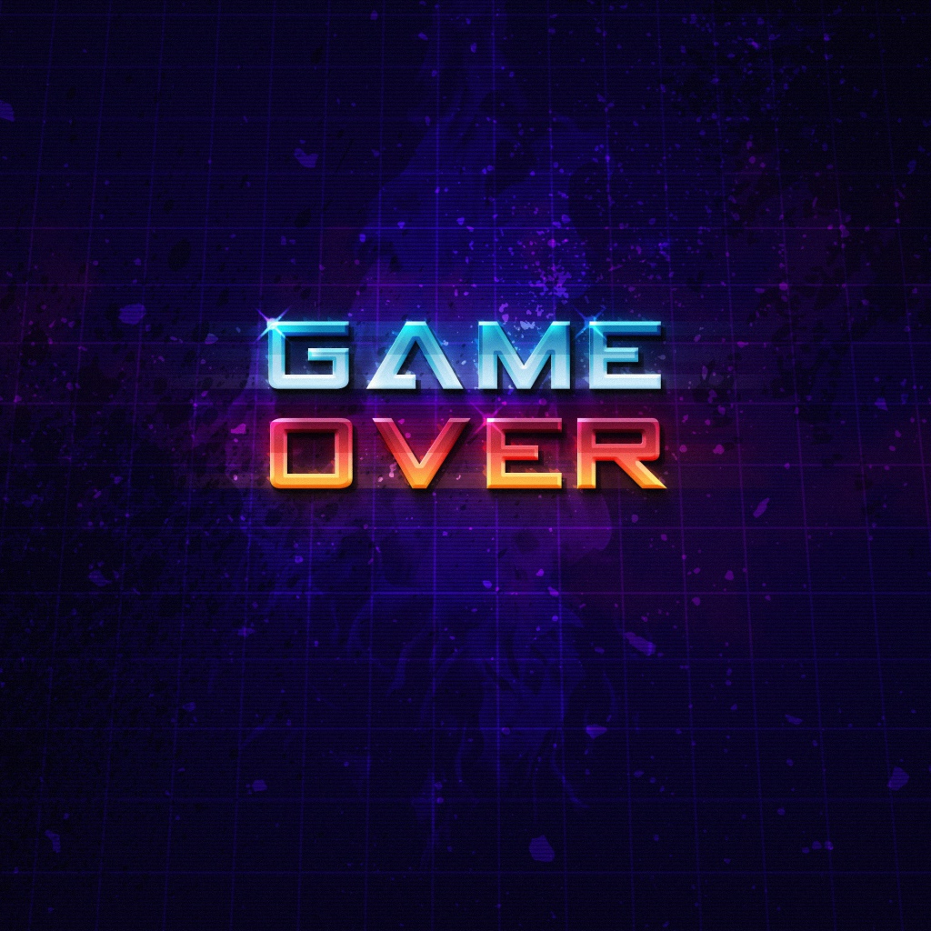 Неоновая надпись  Game Over на синем фоне