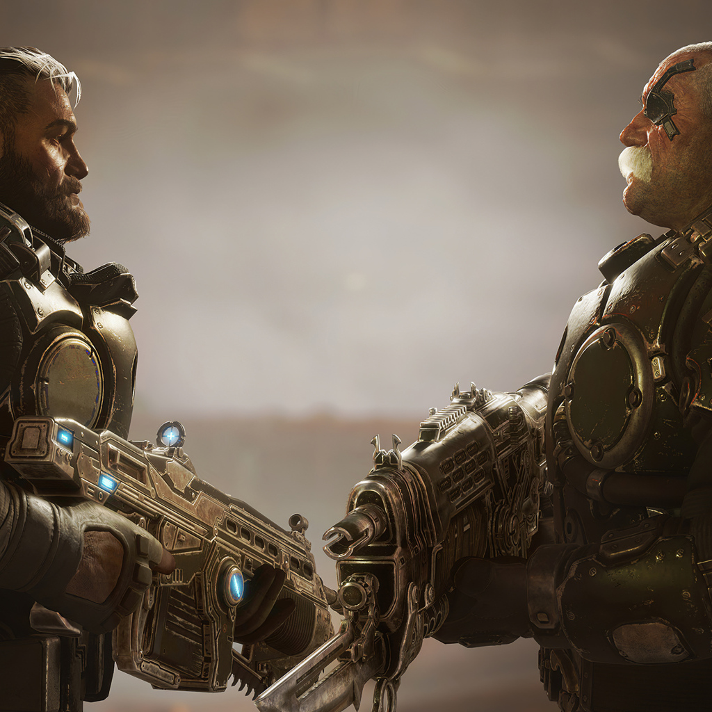 Солдаты с оружием, компьютерная игра Gears Tactics, 2020