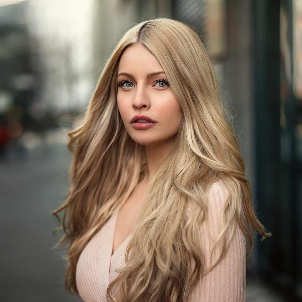 Милая блондинка с серыми глазами 