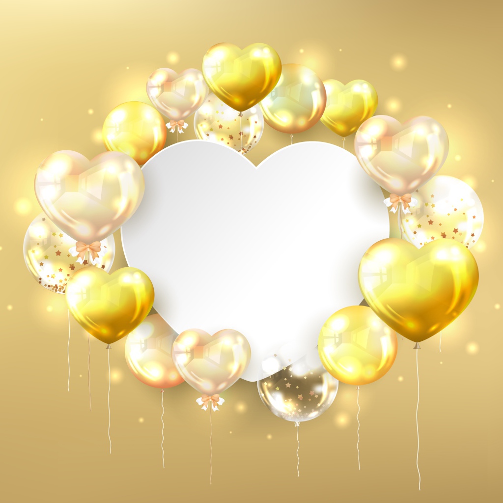 Белый фон с сердечками для поздравления 