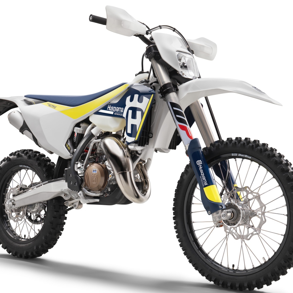 Husqvarna TX 125 racing motorcycle, 2020 on a white background