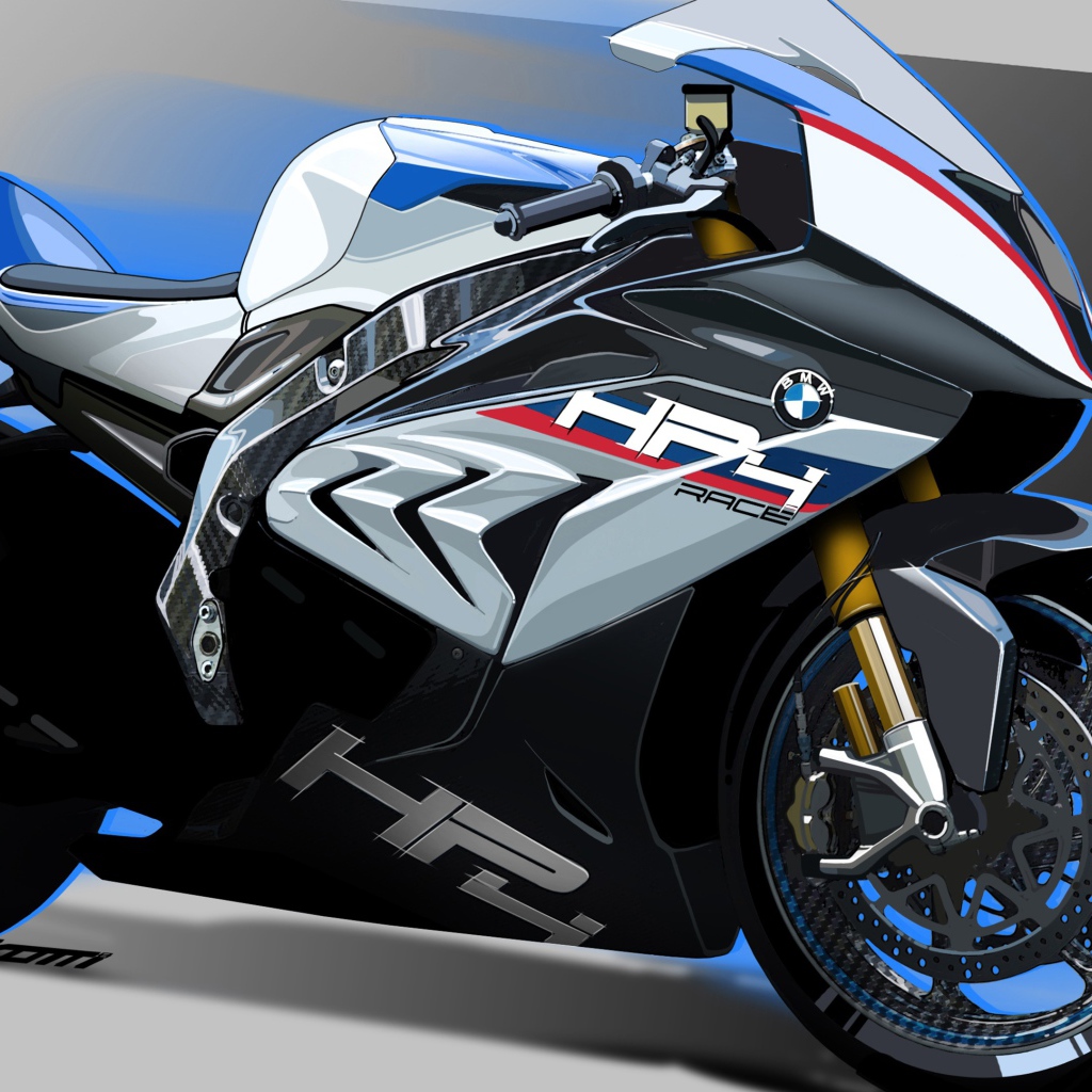 Гоночный мотоцикл BMW HP4  крупным планом