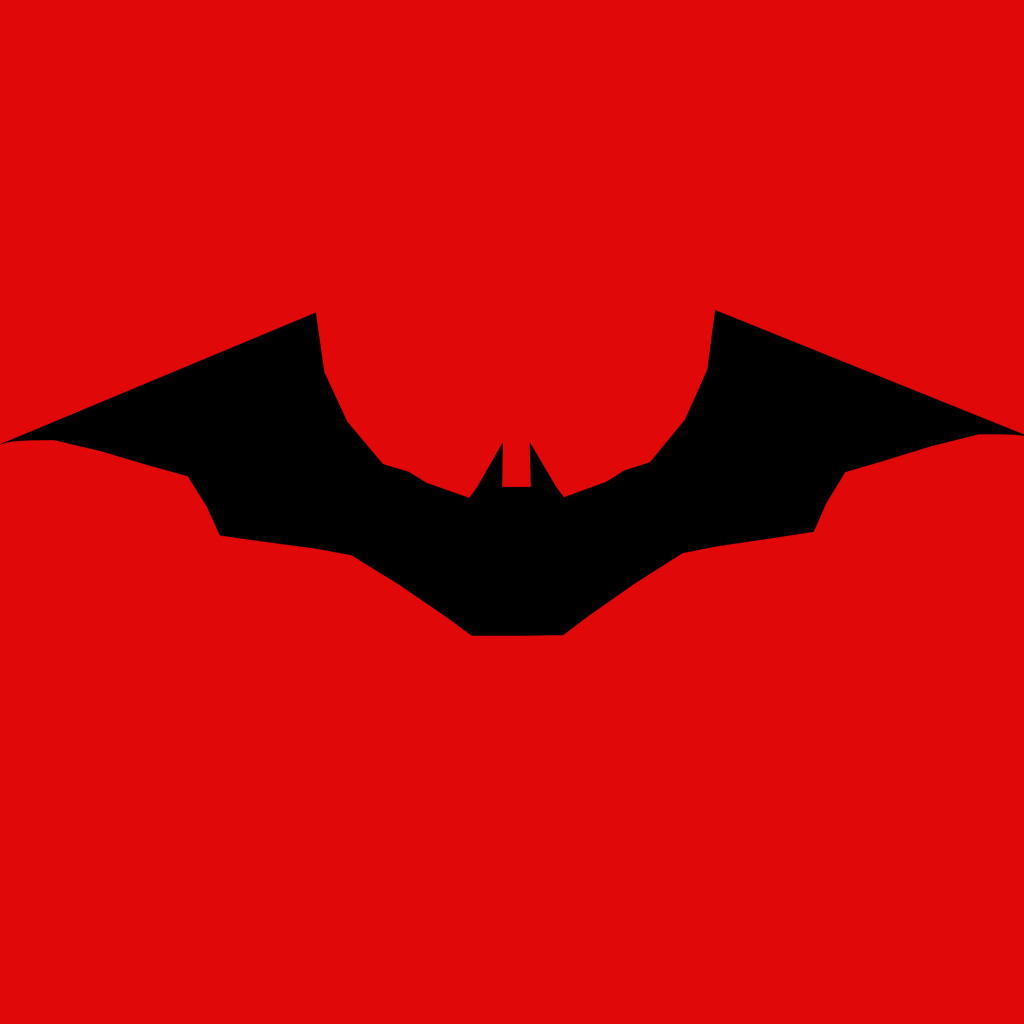 Логотип нового фильма Бэтмен на красном фоне
