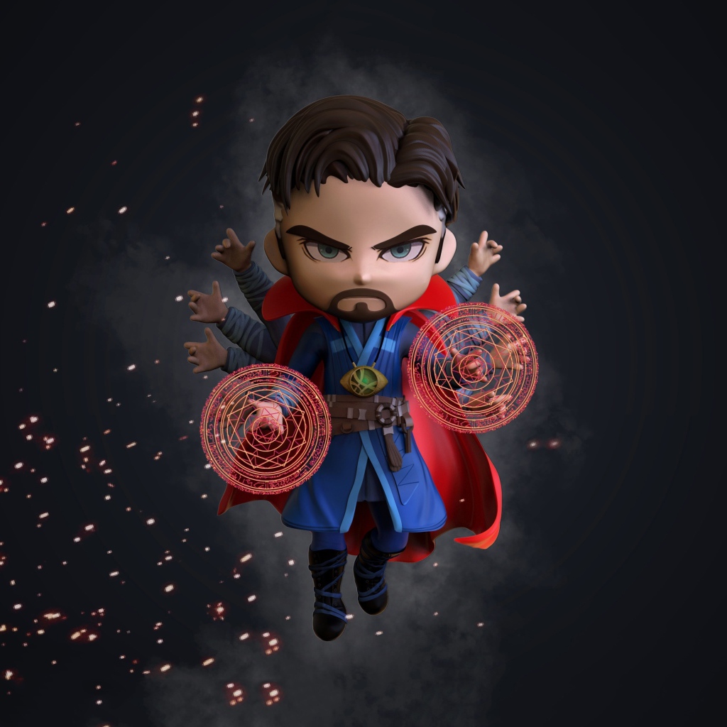 Персонаж Марвел Доктор Стрэндж на сером фоне