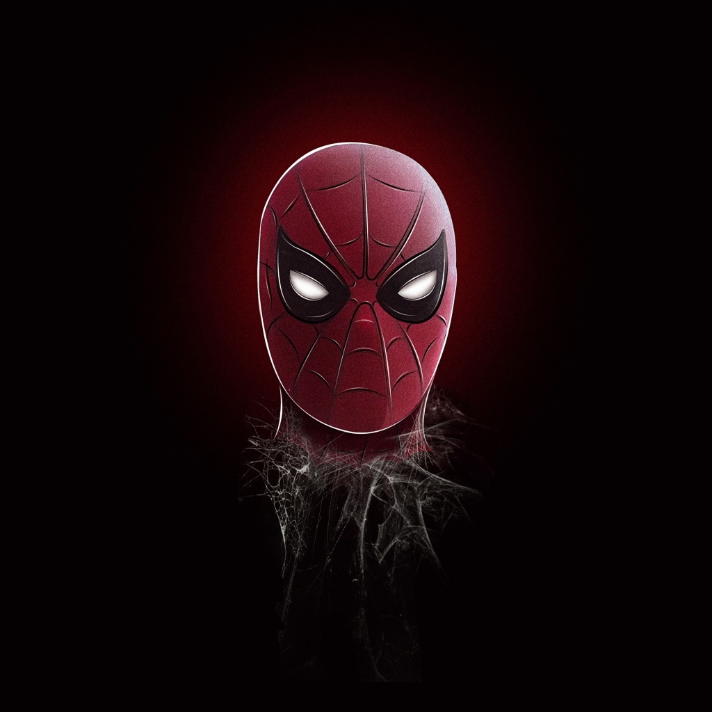 Spiderman mask on black background