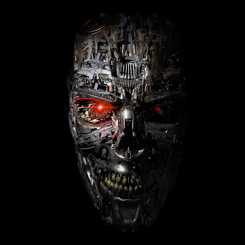 Маска терминатора на черном фоне