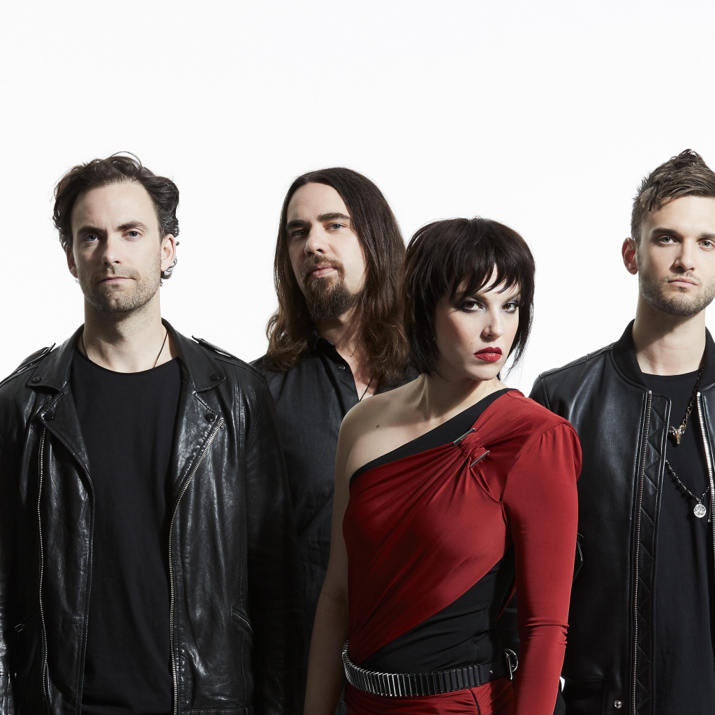 Рок группа Halestorm на белом фоне