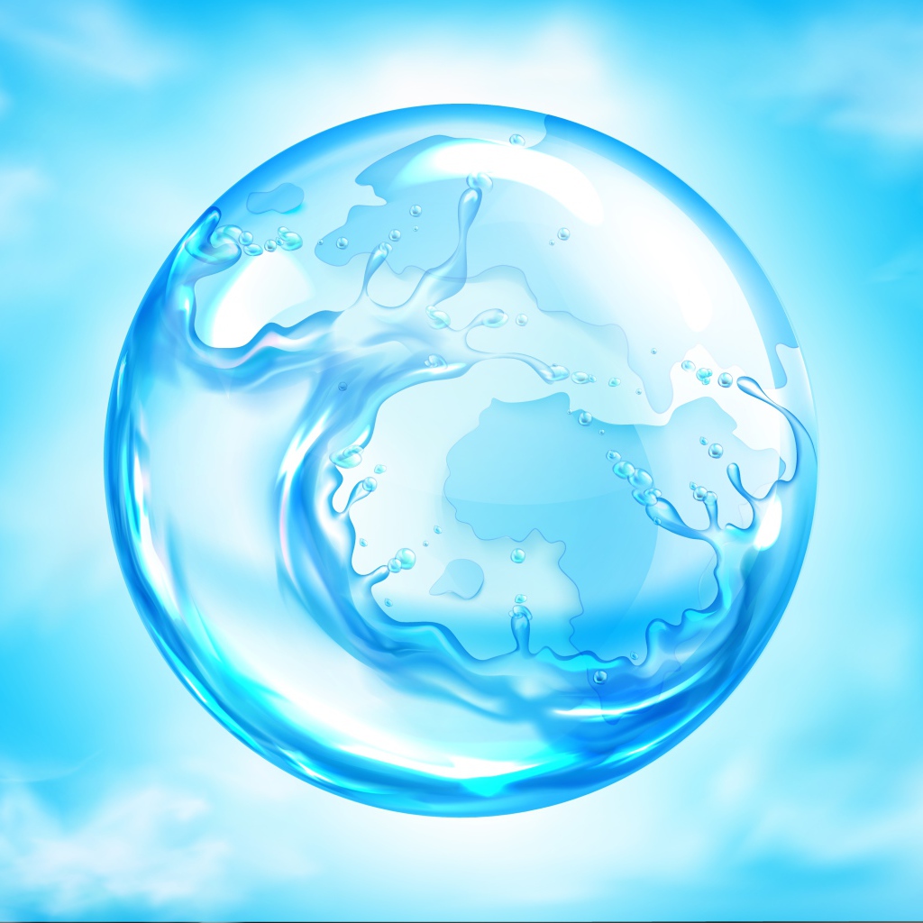 Голубой водный пузырь в воздухе