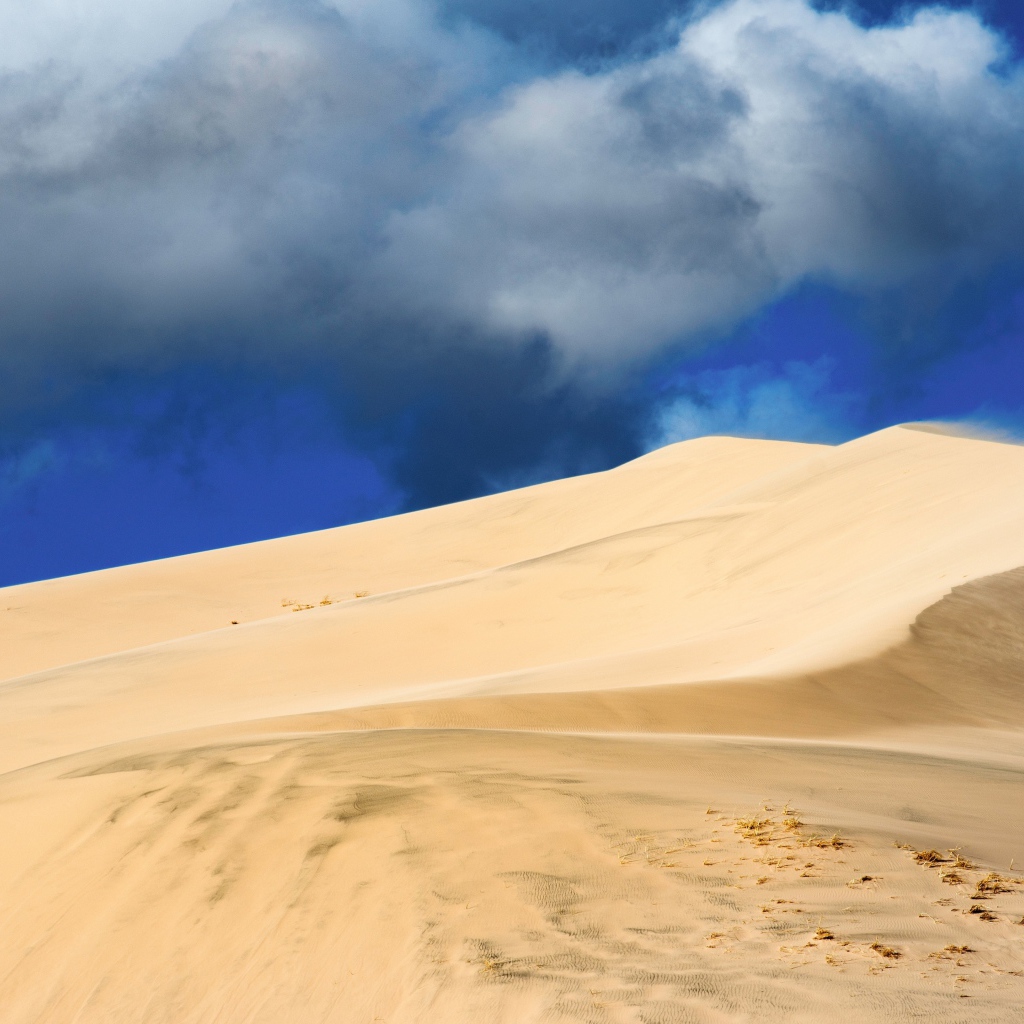 Песчаный бархан под голубым небом