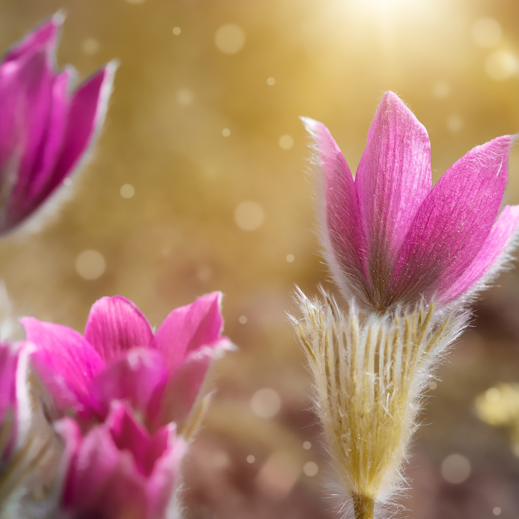 Розовые цветы прострела крупным планом 