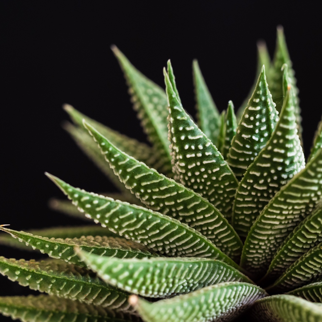 Большое зеленое комнатное растение на черном фоне